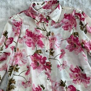 HAVER & BLAIR London Ling Sleeve Floral Blouse Top Small